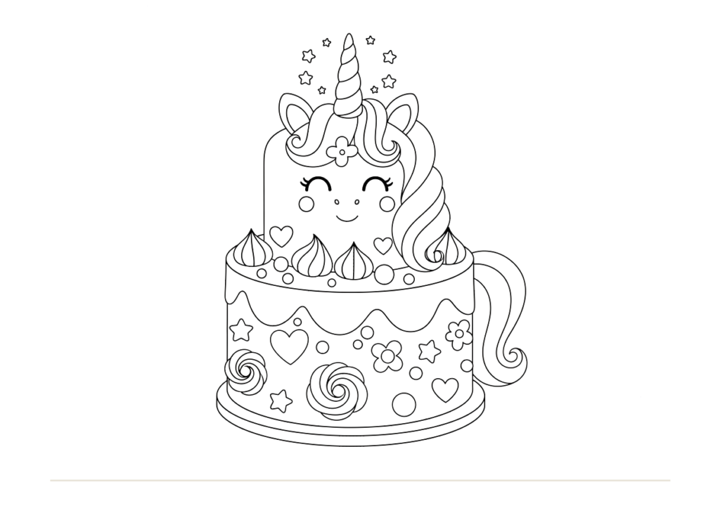 Unicorn Cake coloring page