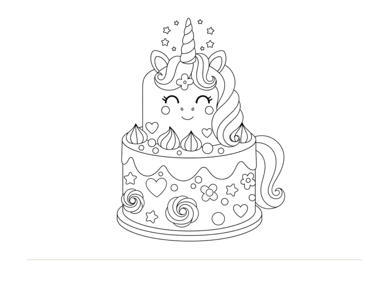 Unicorn Cake coloring page