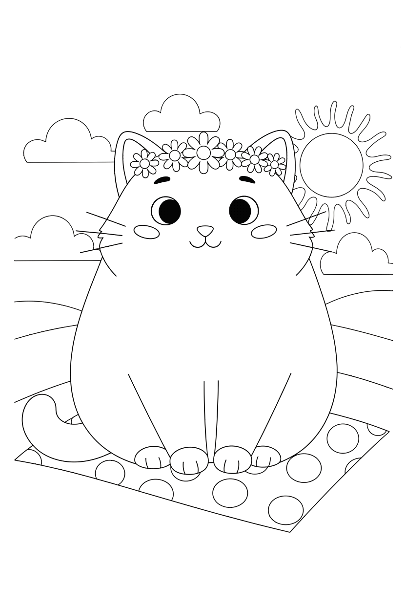 Cute puss coloring page