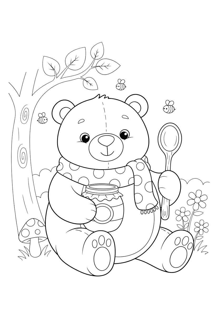 Happy Teddy Bear coloring page