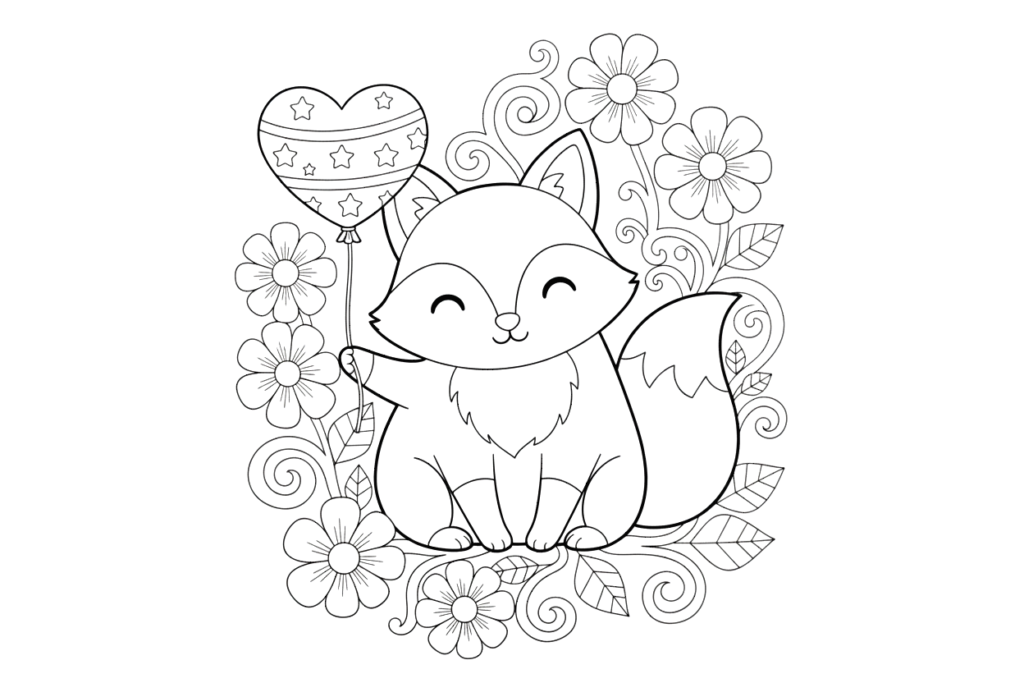 Sweety fox coloring page