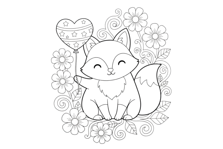 Sweety fox coloring page